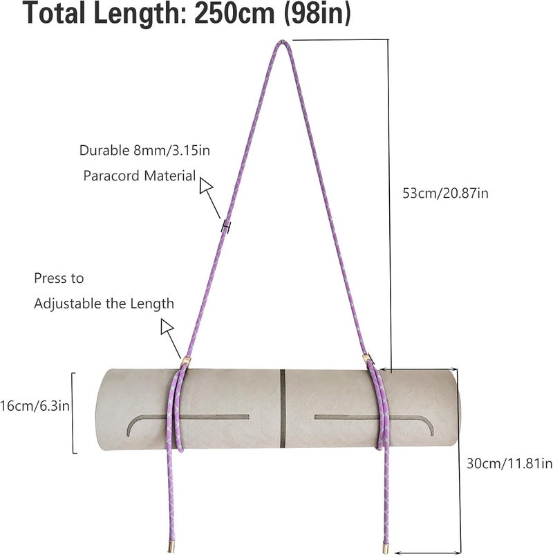 DAOSUN Yoga Mat Strap - 8MM Adjustable Paracord Carrier for Carrying Yoga Mats, Camping Pads & Blankets (Strap Only) - Image 3